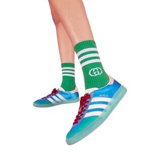 Gucci x Adidas ankle Sock Green and white Size L